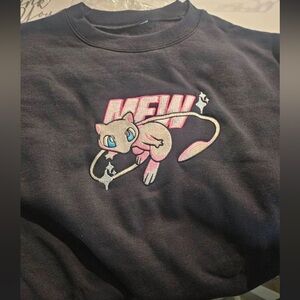 Unisex Mew Pokémon Black Sweatshirt